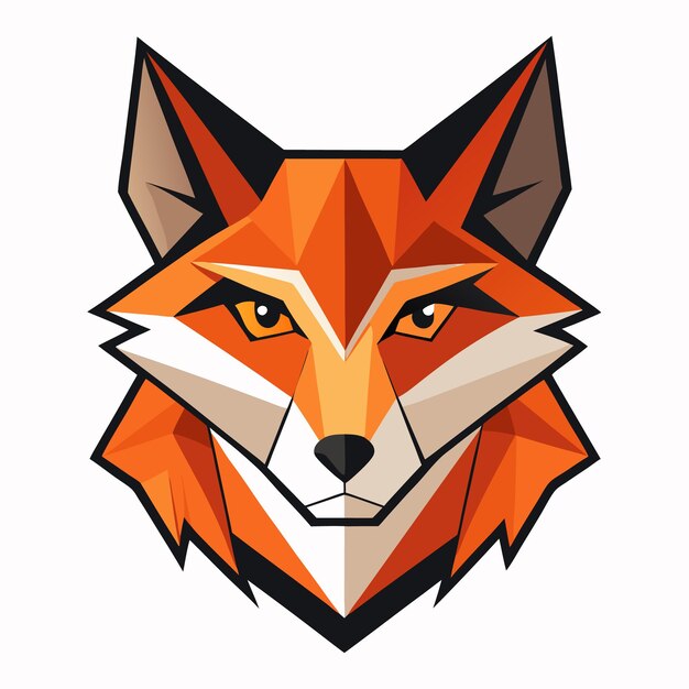 Vector minimalist vector logo of a stylized fox head representing agility and intelligence