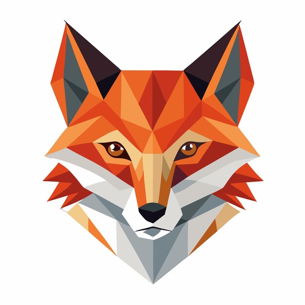 Vector minimalist vector logo of a stylized fox head representing agility and intelligence