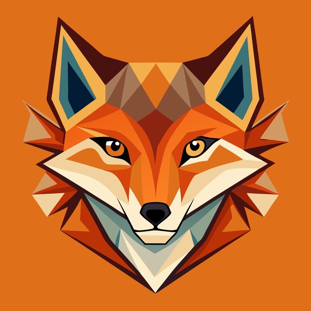 Vector minimalist vector logo of a stylized fox head representing agility and intelligence