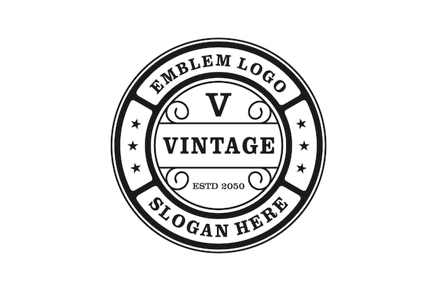 Minimalist Vintage Stamp Label Badge Circular Round Logo design vector