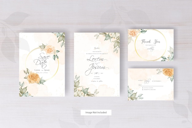 Minimalist Watercolor wedding invitation template design with Floral arrangement