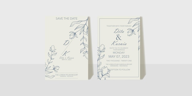 Vector minimalist wedding invitation card template design