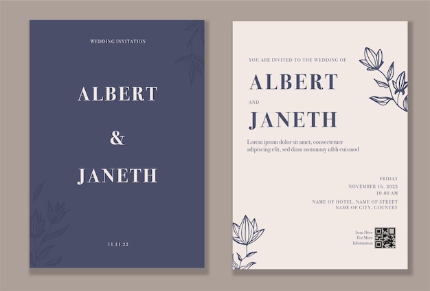 Minimalist wedding invitation design