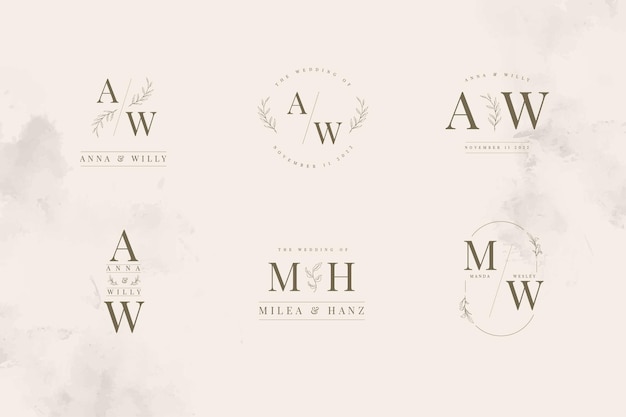 Minimalist Wedding monogram logo template collection