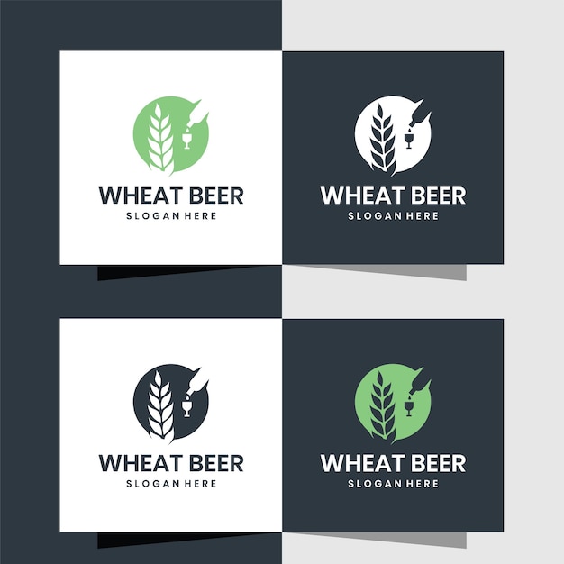 Minimalist wheat beer logo design template