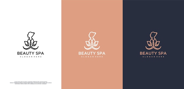 Minimalist woman and lotus flower inspiration logo design