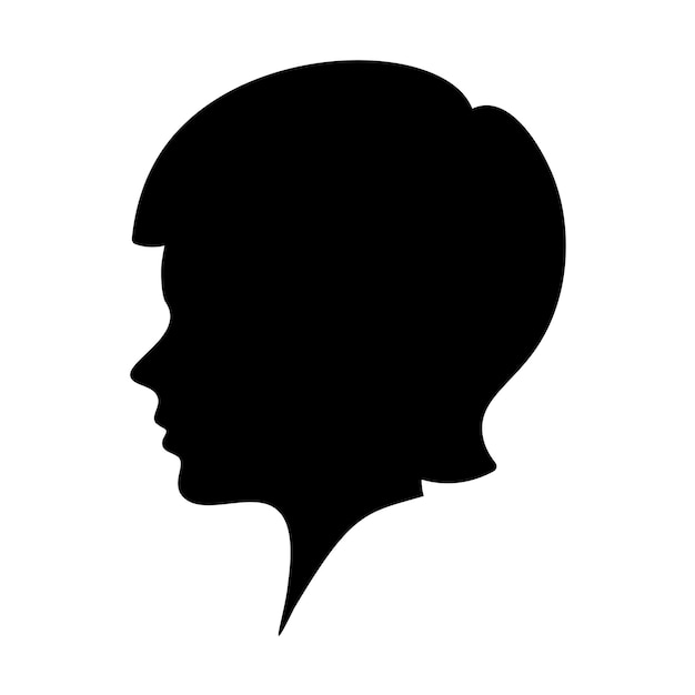 Minimalist Woman With Short Hair Style Silhouette Vector Illustration