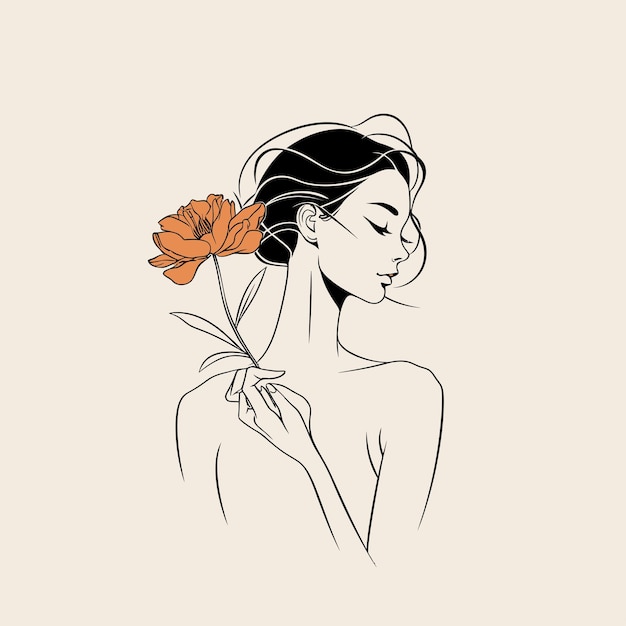 minimalist women and flower