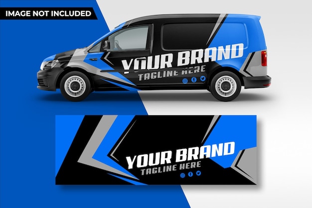 Minimalist wrapping van for business or company black and blue concept