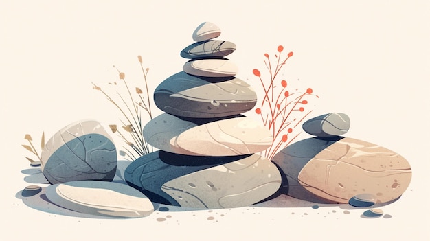 Minimalist zen gardens with rocks and sand