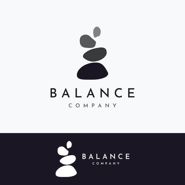 Minimalist zen stones logo balancing stones neatly stacked stones stones for meditation or wellnessWith template vector illustration