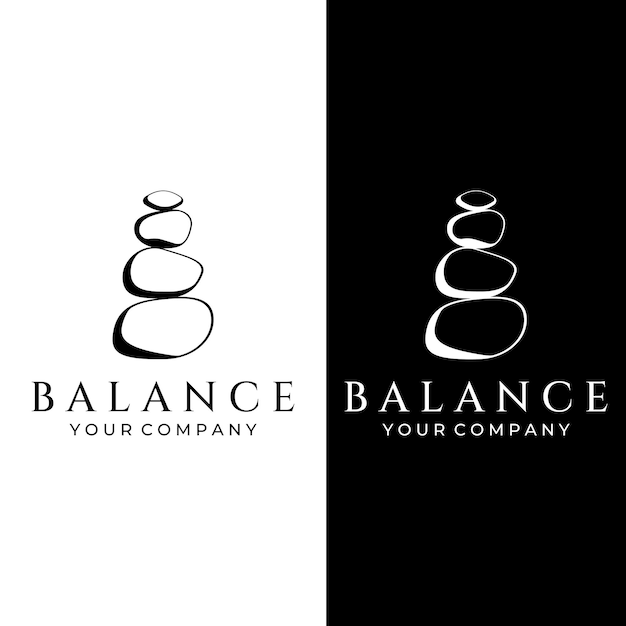 Minimalist zen stones logo balancing stones neatly stacked stones stones for meditation or wellnessWith template vector illustration