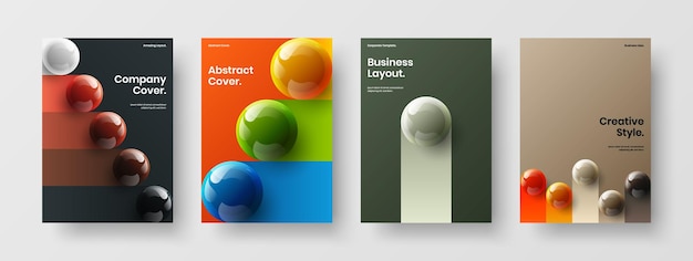 Vector minimalistic 3d balls book cover layout bundle