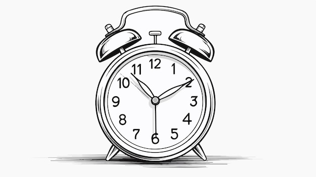 Vector minimalistic alarm clock line art style vector illustration