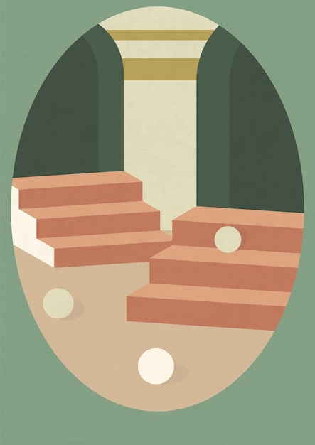 Minimalistic architecture staircase elements poster illustration