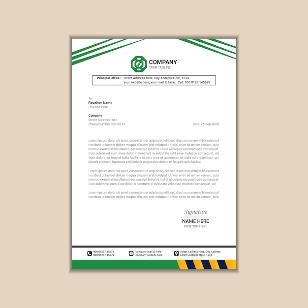 Minimalistic Business Letterhead Design with Bleed