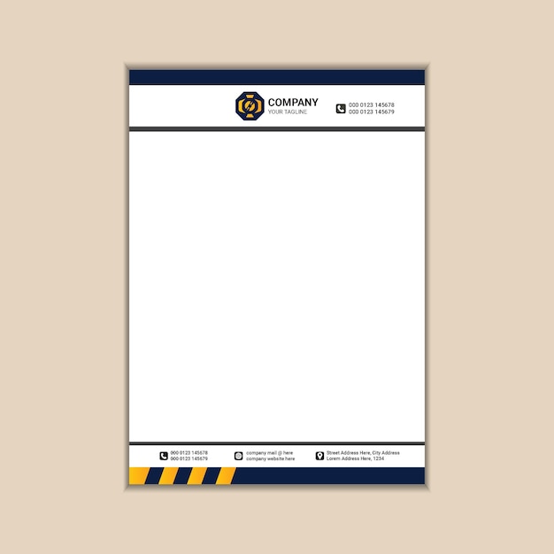 Minimalistic Business Letterhead Design with Bleed