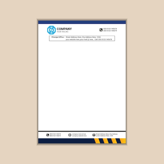 Minimalistic Business Letterhead Design with Bleed