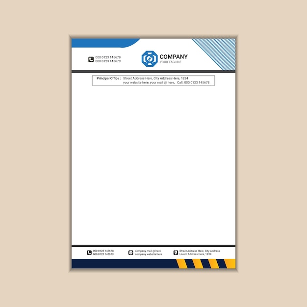 Minimalistic Business Letterhead Design with Bleed