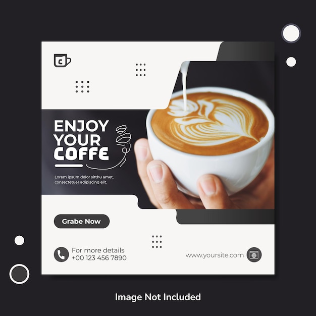 Vector minimalistic coffee shop business social media post template