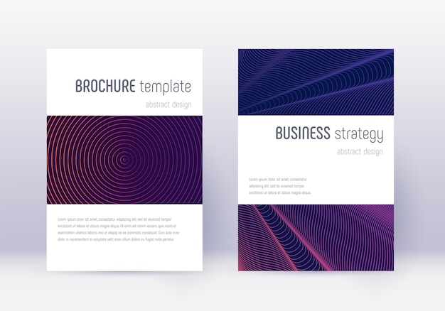 Minimalistic cover design template set. Violet abstract lines