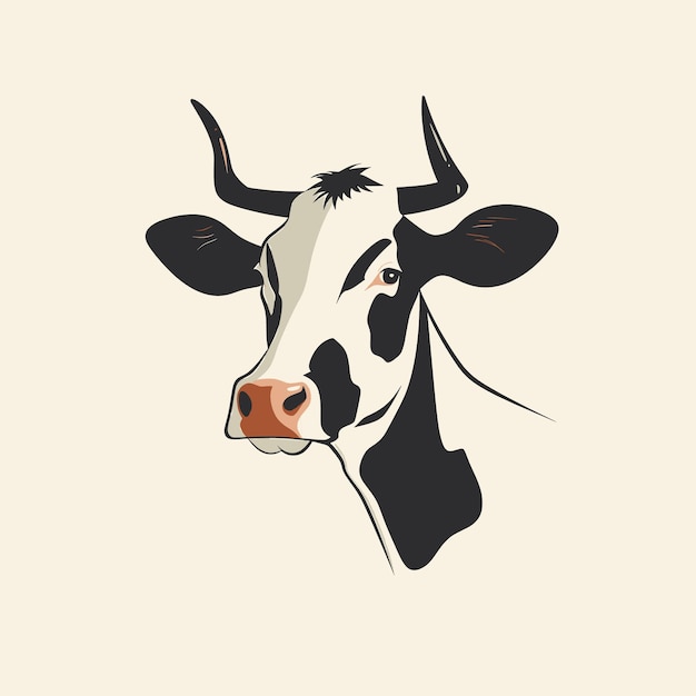 Vector minimalistic cow illustration in two colors