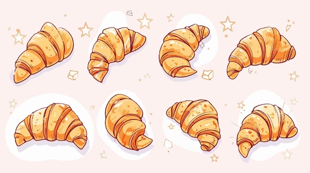 Vector minimalistic croissants doodle icon creative and artistic concept