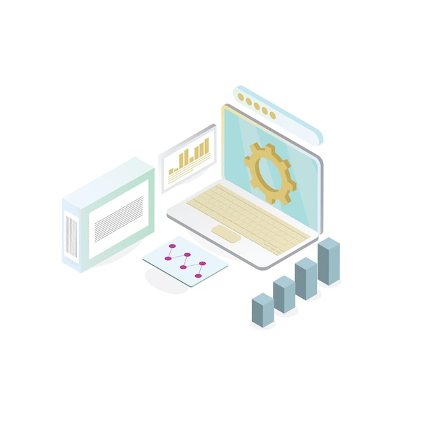 minimalistic design laptop isometric vector computer diagram curve letter holder