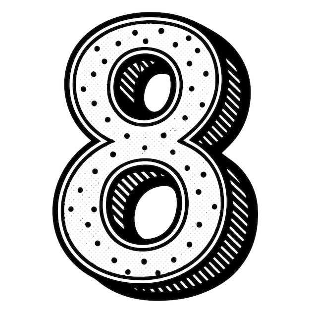 Vector minimalistic dotted outline number 8 vector on white background