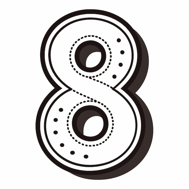 Vector minimalistic dotted outline number 8 vector on white background