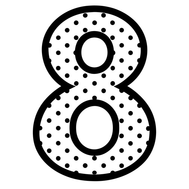 Vector minimalistic dotted outline number 8 vector on white background