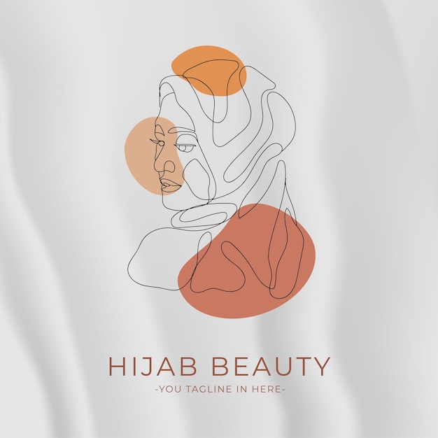 minimalistic feminine hijab line art logo beauty