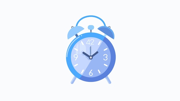 Minimalistic Flat Vector Blue Alarm Clock Isolated on White Background