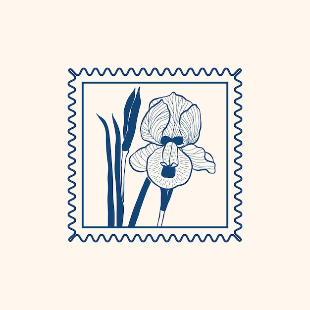 Minimalistic flower graphic sketch drawing black icon stamp trendy tattoo design floral botanic