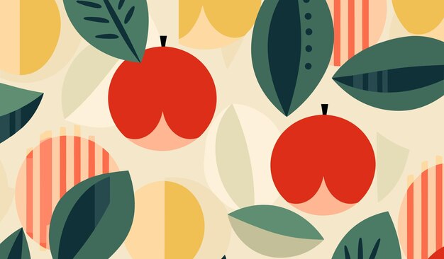 Vector minimalistic fruit feast abstract geometric food patterns in vector ecofriendly agriculture