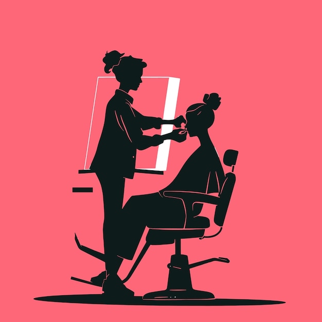 Minimalistic Hair Salon Scene with Bright Pink Background