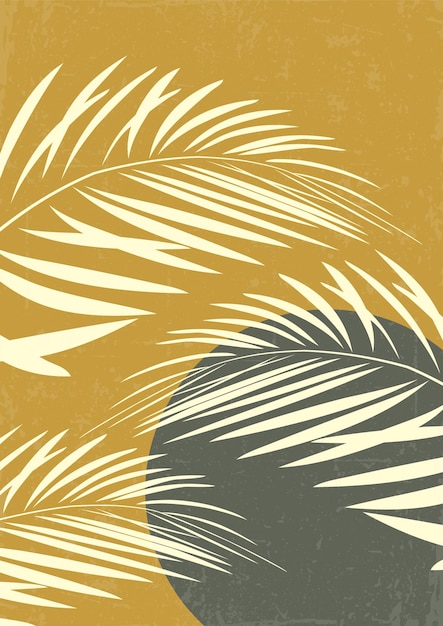 Minimalistic Illustration with palm leaves and circle poster