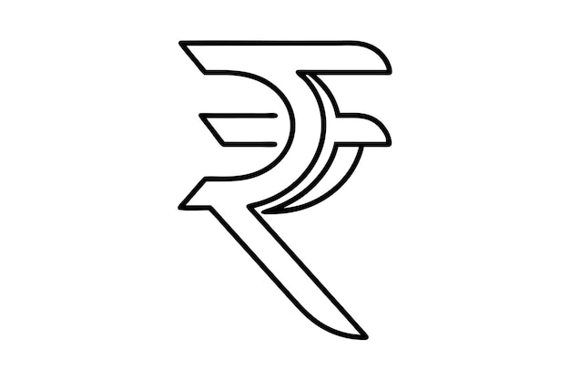 Vector minimalistic indian rupee currency symbol in black outline