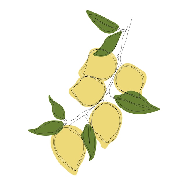 Minimalistic lemon branch line art