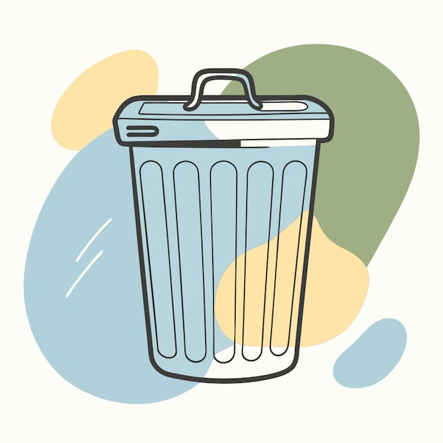 Vector a minimalistic line design icon of a trash can black lines on a white background illustrating a