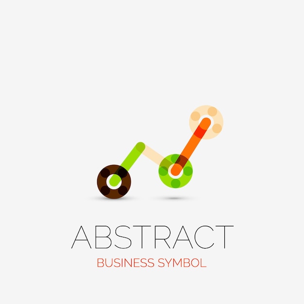 Minimalistic linear business icons logos made of multicolored line segments Universal symbols for any concept or idea Futuristic hitech technology element set