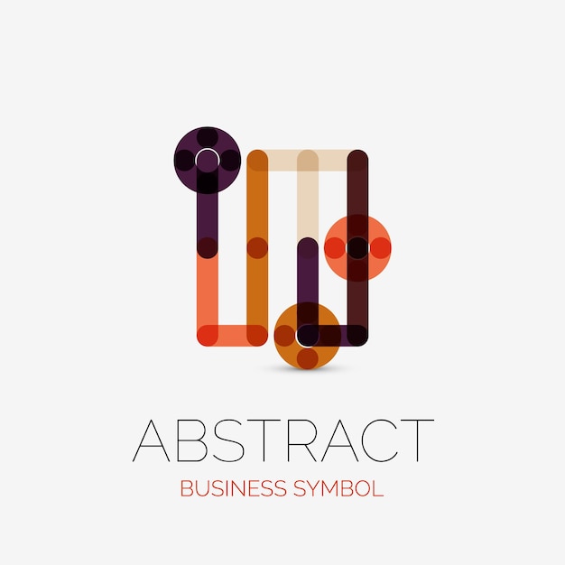 Minimalistic linear business icons logos made of multicolored line segments Universal symbols for any concept or idea Futuristic hitech technology element set