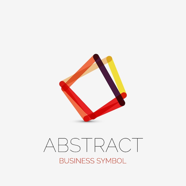 Minimalistic linear business icons logos made of multicolored line segments Universal symbols for any concept or idea Futuristic hitech technology element set