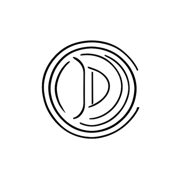 Vector minimalistic logo with the letter d vector illustration doodle line art