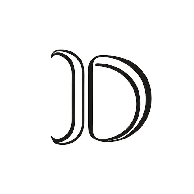 Vector minimalistic logo with the letter d vector illustration doodle line art