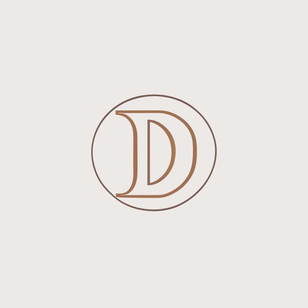 minimalistic logo with the letter d vector illustration line art