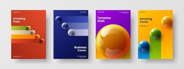 Minimalistic realistic spheres company brochure illustration composition