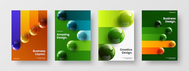 Minimalistic realistic spheres leaflet concept set