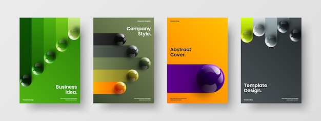 Minimalistic realistic spheres pamphlet template collection