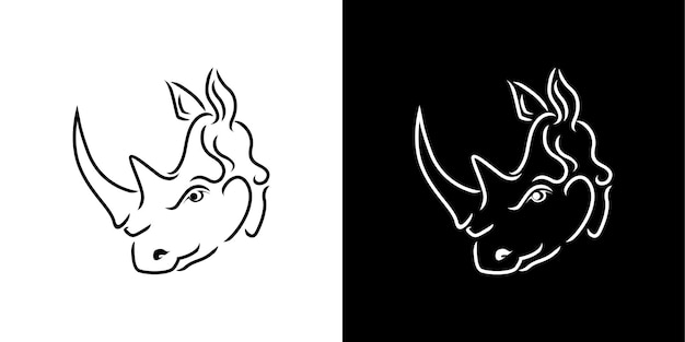 minimalistic rhino logo with outline.animal logo.rhinoceros icon.